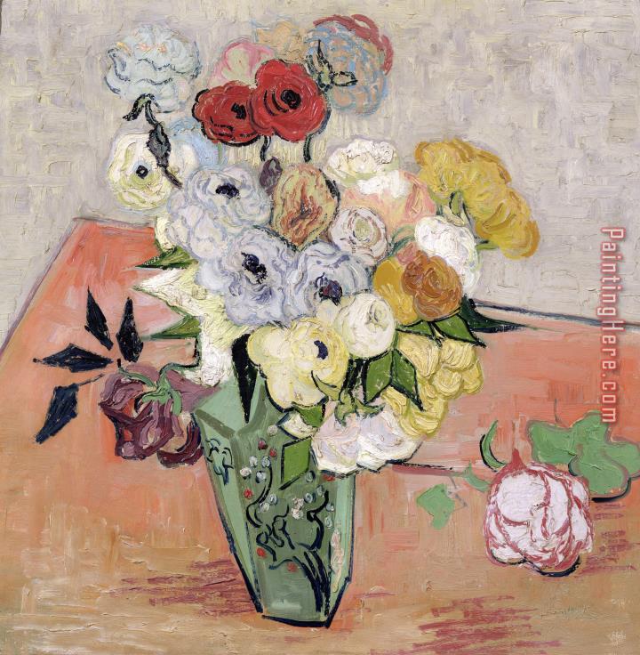 Vincent van Gogh Japanese Vase With Roses And Anemones